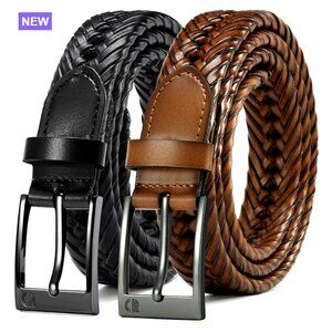 Leather Braided Belts 2 Pack, Versatile Style, Customizable Fit